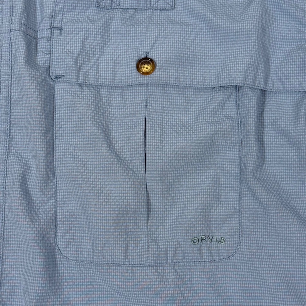 Orvis Mens XL Tall Long Sleeve Button Front‎ Fishing Shirt Blue Nylon Vented - Picture 4 of 11